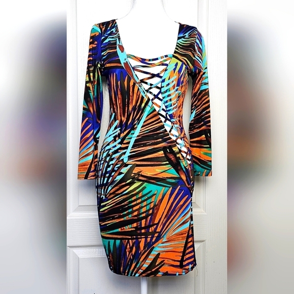 NWOT AKIRA Lace Up Bodycon Mini Dress SMALL - Picture 1 of 8
